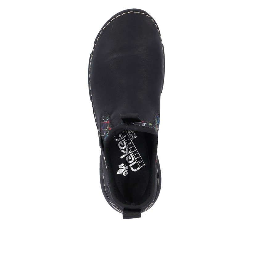 Rieker Artikelnummer 45957-00 Rieker Damen Slipper urbanschwarz-bunt Fabrikladen