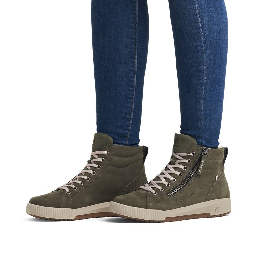 Rieker Artikelnummer W0164-54 Rieker Damen Sneaker High schilfgrün Großer Ausverkauf