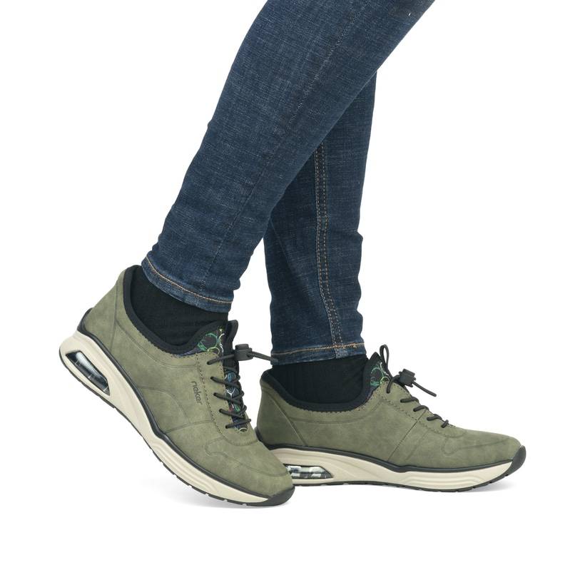 Rieker Artikelnummer M5651-54 Rieker Damen Slipper khaki-schwarz Weihnachtsangebot