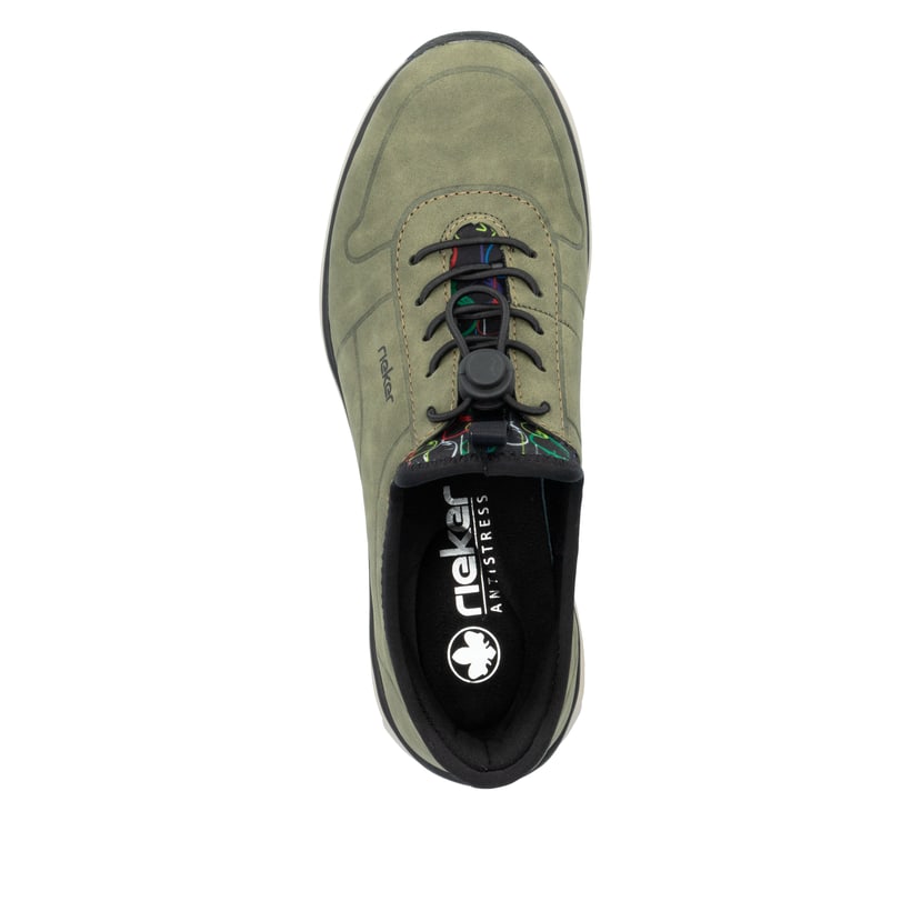 Rieker Artikelnummer M5651-54 Rieker Damen Slipper khaki-schwarz Weihnachtsangebot