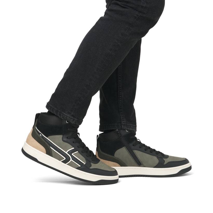 Rieker Artikelnummer U1970-01 Rieker Herren Sneaker High khaki-schwarz Saisonale Angebote