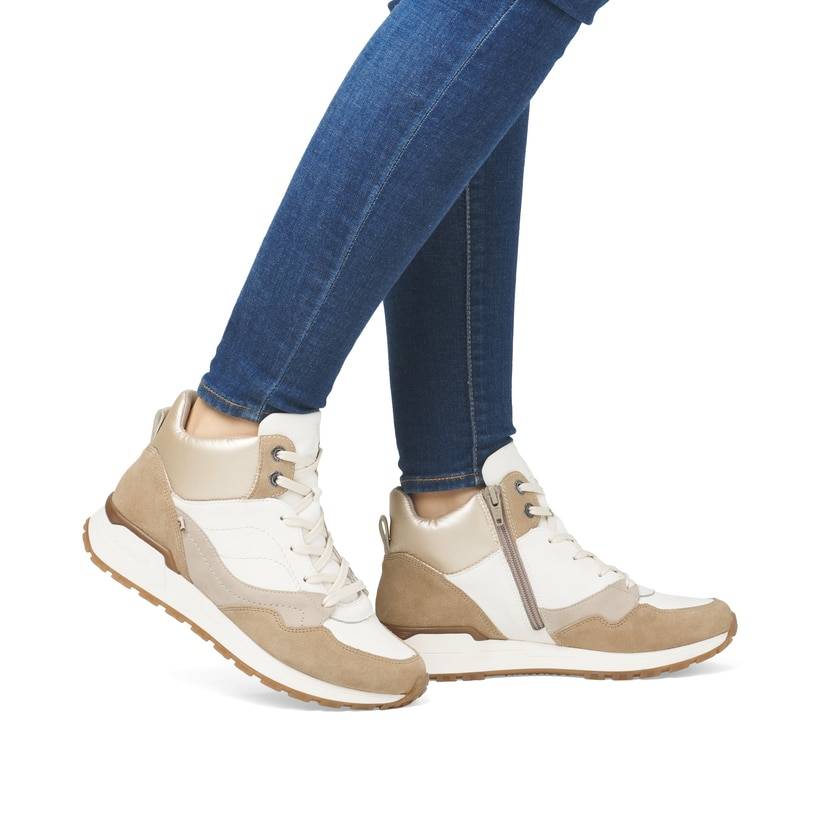 Rieker Artikelnummer W0672-80 Rieker Damen Sneaker High weiß-beige Große Rabatte