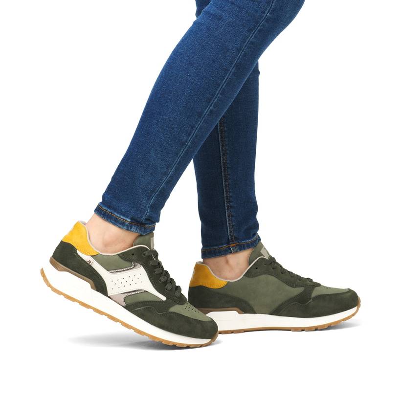 Rieker Artikelnummer W0607-54 Rieker Damen Sneaker Low khaki-cremeweiß Neuheiten