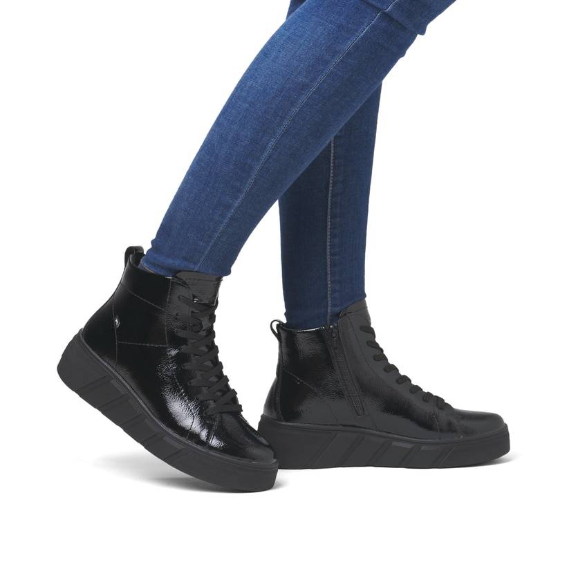 Rieker Artikelnummer W0561-01 Rieker Damen Sneaker High glanzschwarz Kauf eins, bekomm eins gratis