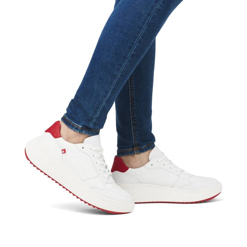 Rieker Artikelnummer W1700-80 Rieker Damen Sneaker Low kristallweiß-rot Sonderangebote
