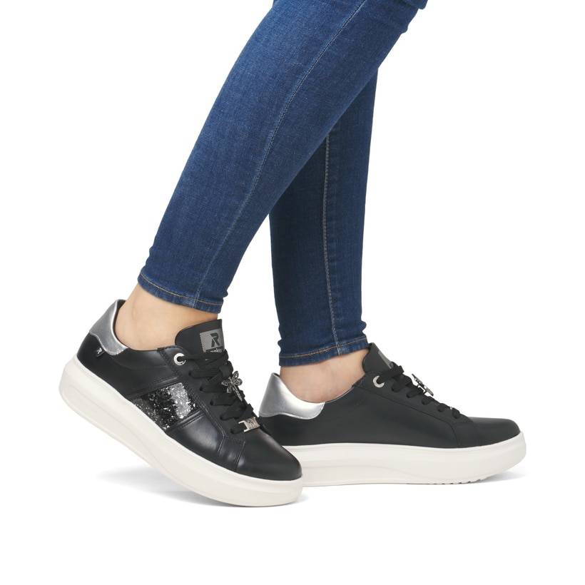 Rieker Artikelnummer W1202-00 Rieker Damen Sneaker Low mattschwarz-silber Riesige Ersparnisse