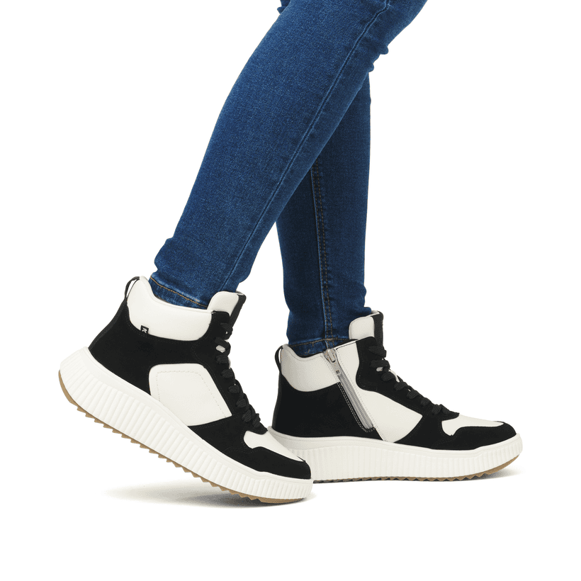 Rieker Artikelnummer W1770-60 Rieker Damen Sneaker High cremeweiß-schwarz Tiefpreis