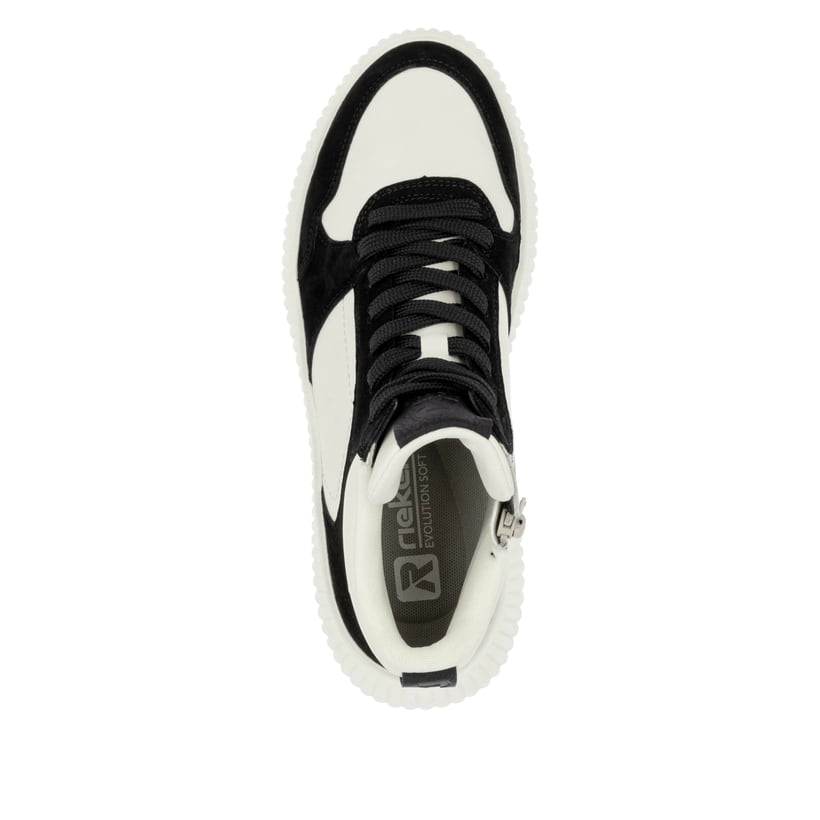 Rieker Artikelnummer W1770-60 Rieker Damen Sneaker High cremeweiß-schwarz Tiefpreis