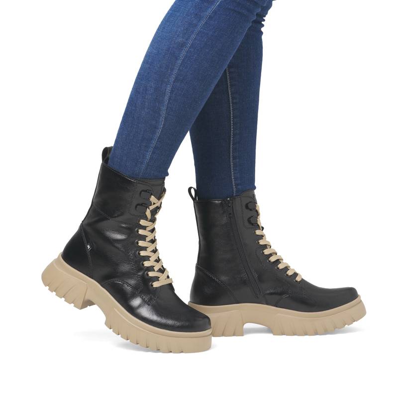 Rieker Artikelnummer W1870-00 Rieker Damen Schnürstiefel glanzschwarz Begrenzte Freigabe