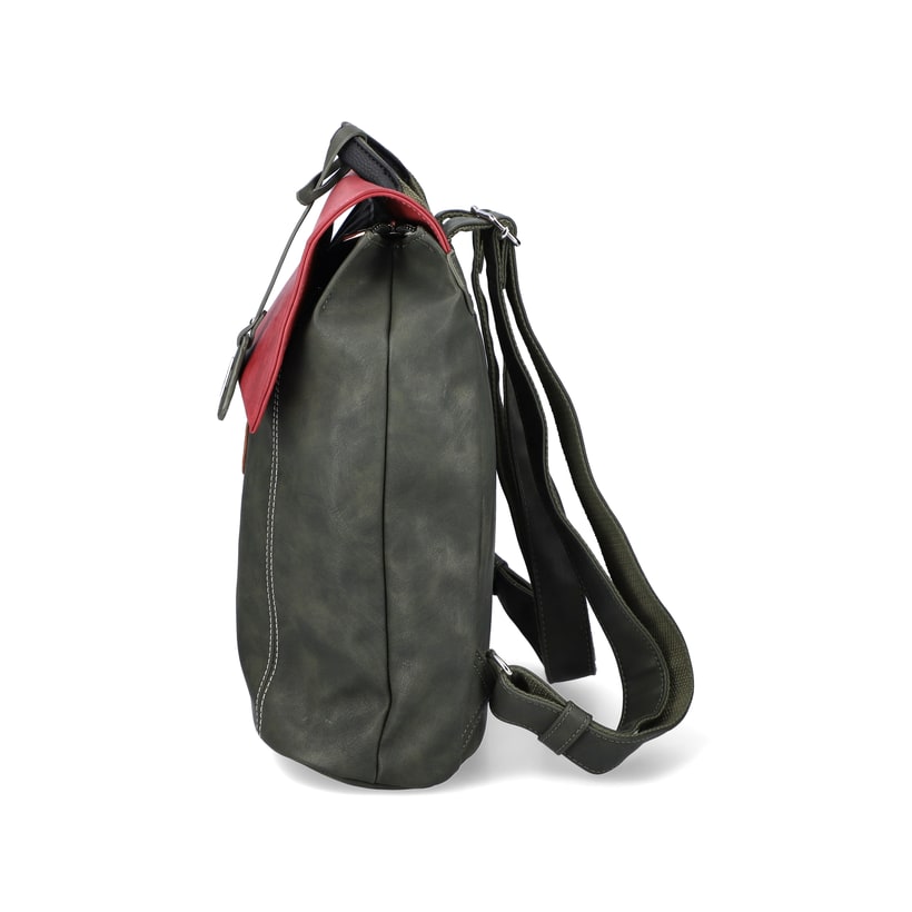 Rieker Artikelnummer H1357-54 Rieker Rucksack waldgrün-kirschrot Fabrikladen