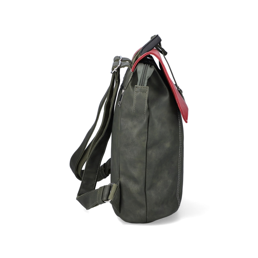 Rieker Artikelnummer H1357-54 Rieker Rucksack waldgrün-kirschrot Fabrikladen