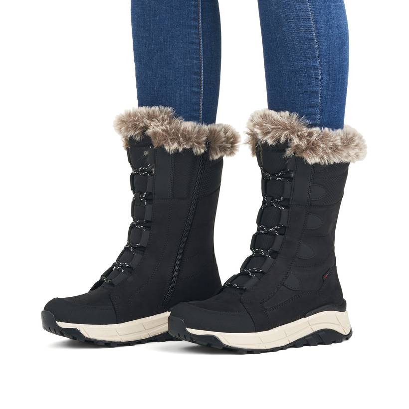 Rieker Artikelnummer W0070-00 Rieker Damen Schnürstiefel asphaltschwarz Letzte 2 Tage