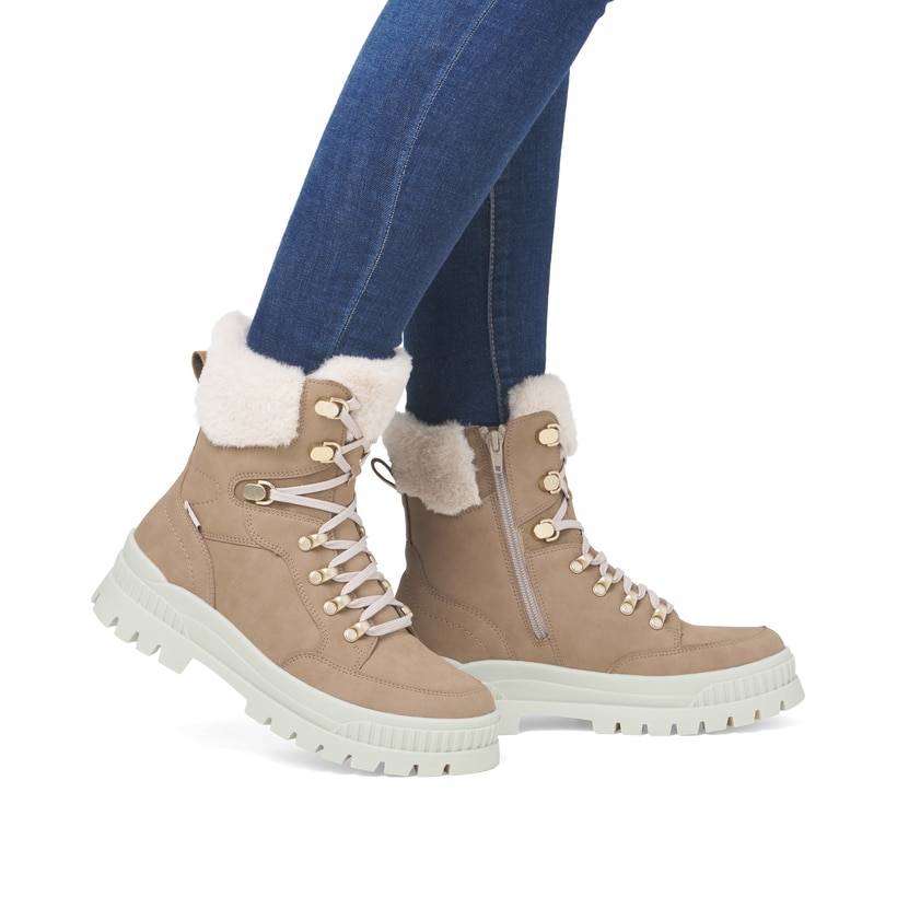 Rieker Artikelnummer W2174-20 Rieker Damen Schnürstiefel braunbeige Clearance-Verkauf