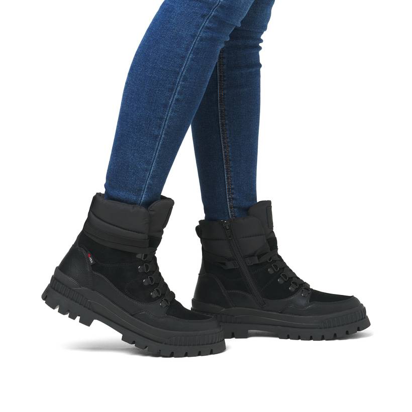 Rieker Artikelnummer W2171-00 Rieker Damen Schnürstiefel carbonschwarz Kostenloser Versand international