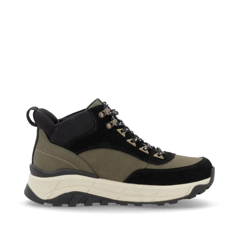 Rieker Artikelnummer W0067-54 Rieker Damen Schnürstiefel urbanschwarz-khaki Fabrikladen