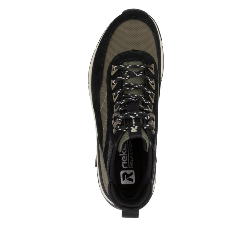 Rieker Artikelnummer W0067-54 Rieker Damen Schnürstiefel urbanschwarz-khaki Fabrikladen