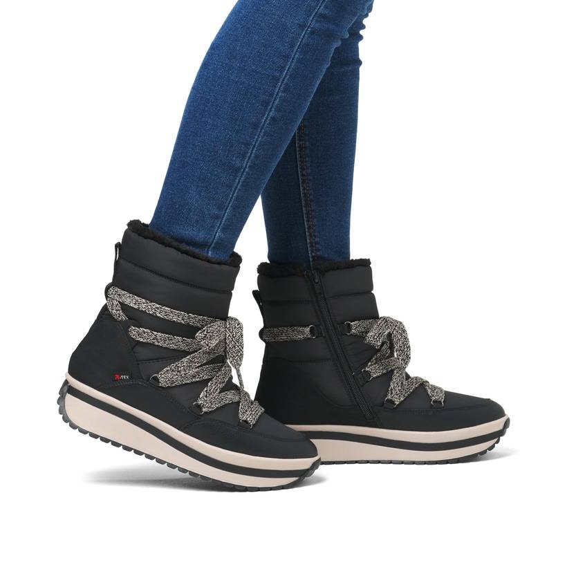 Rieker Artikelnummer W0971-00 Rieker Damen Schnürstiefel asphaltschwarz Auslauf