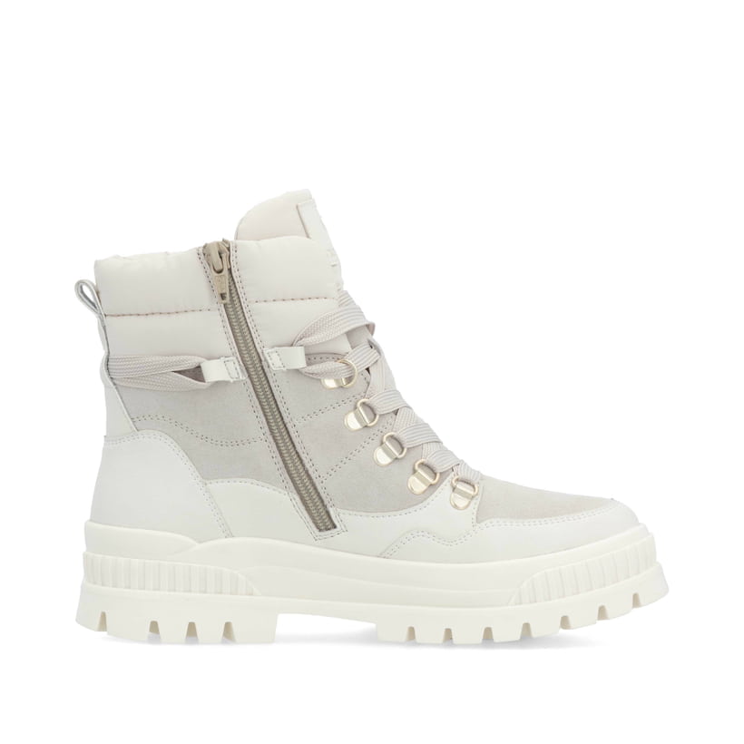 Rieker Artikelnummer W2171-80 Rieker Damen Schnürstiefel arktikgrau-cremeweiß im Angebot