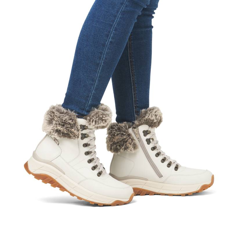 Rieker Artikelnummer W0063-80 Rieker Damen Schnürstiefel cremeweiß Günstiger Verkauf