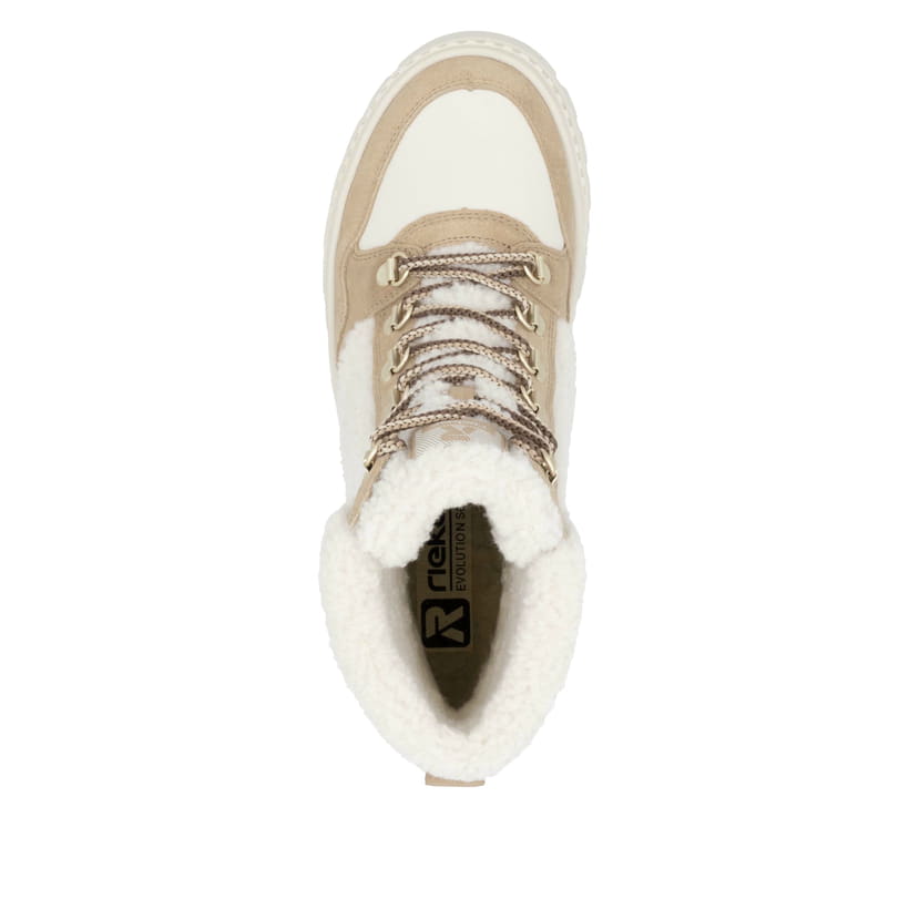 Rieker Artikelnummer W2173-62 Rieker Damen Schnürstiefel sandbeige-cremeweiß Blitzverkäufe