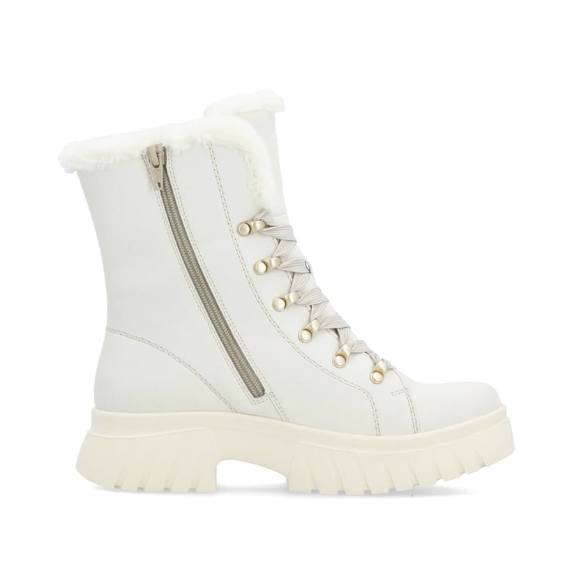 Rieker Artikelnummer W1874-80 Rieker Damen Schnürstiefel cremeweiß Rabatt