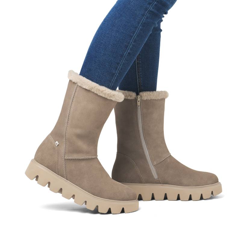 Rieker Artikelnummer W2072-64 Rieker Damen Hochschaftstiefel graubeige Preisnachlass
