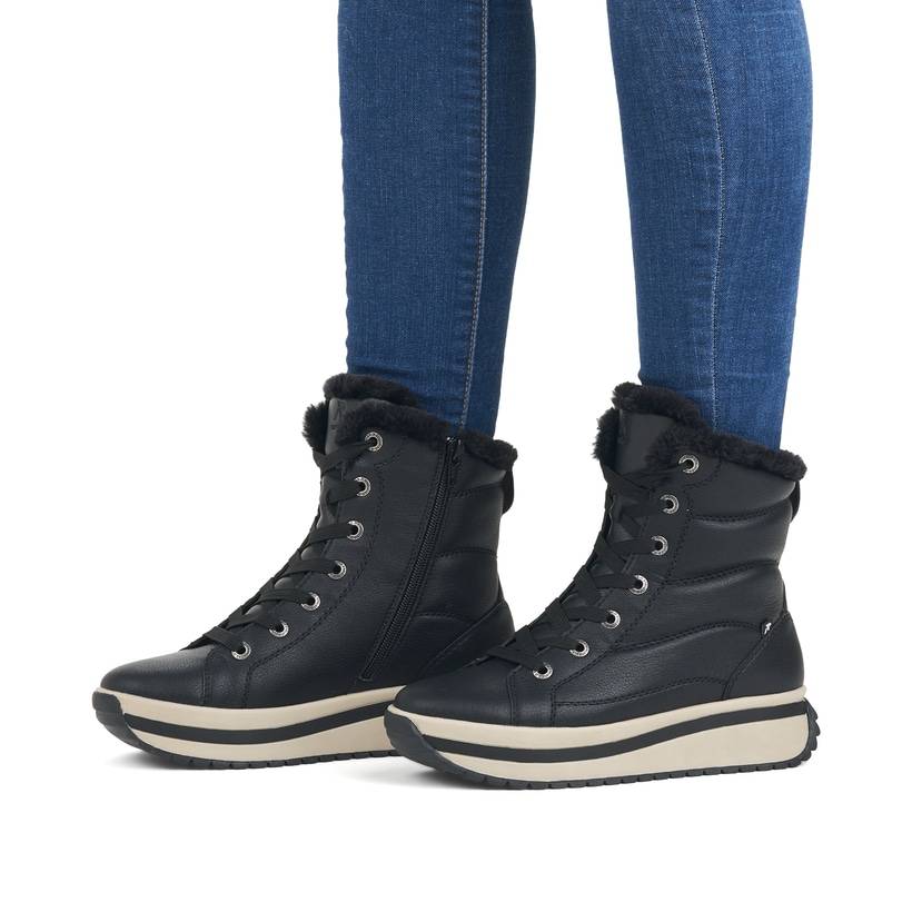 Rieker Artikelnummer W0963-01 Rieker Damen Schnürstiefel urbanschwarz Cyber Monday