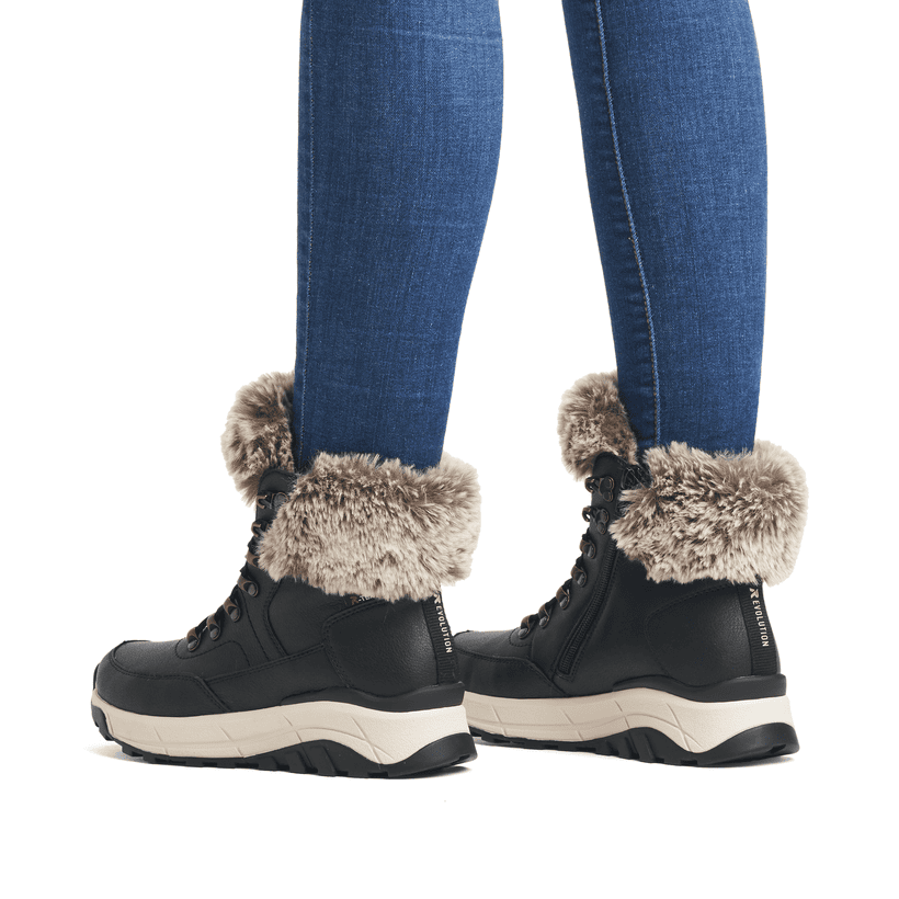 Rieker Artikelnummer W0063-00 Rieker Damen Schnürstiefel stahlschwarz Jubiläumsangebot
