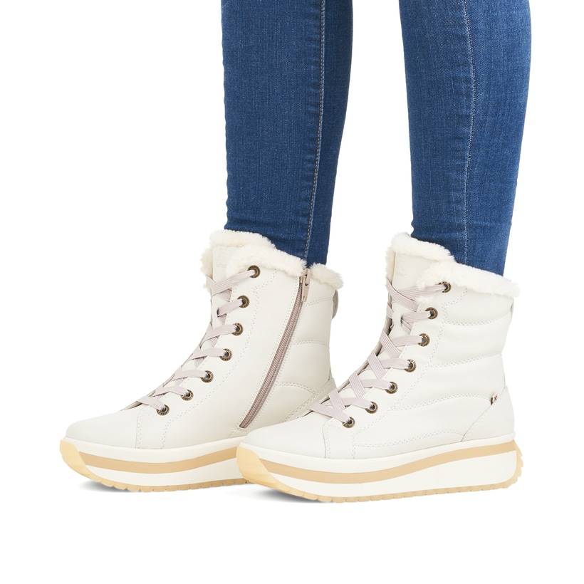 Rieker Artikelnummer W0963-80 Rieker Damen Schnürstiefel frostweiß Lagerräumung