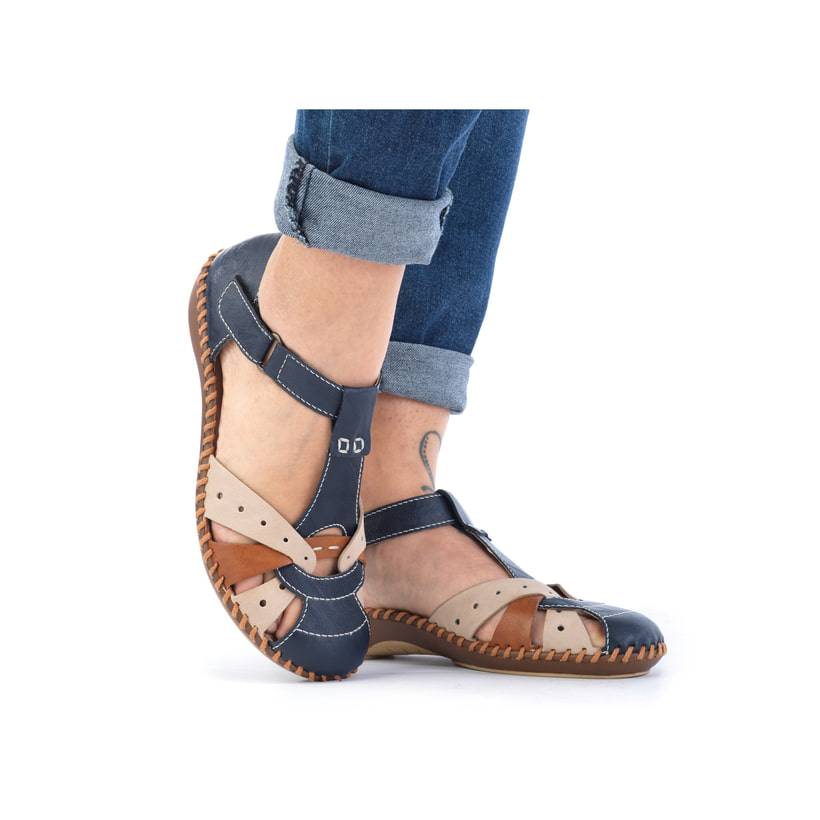 Rieker Artikelnummer M1655-14 Rieker Damen Riemchensandalen marineblau-beige Exklusive Angebote
