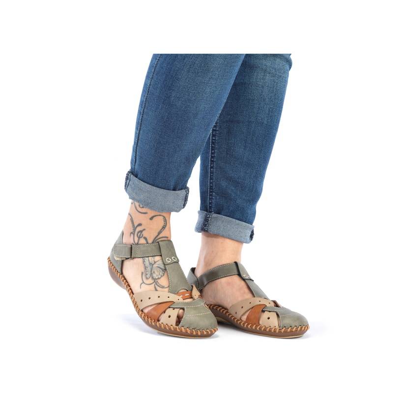 Rieker Artikelnummer M1655-54 Rieker Damen Riemchensandalen mintgrün-beige Neuheiten