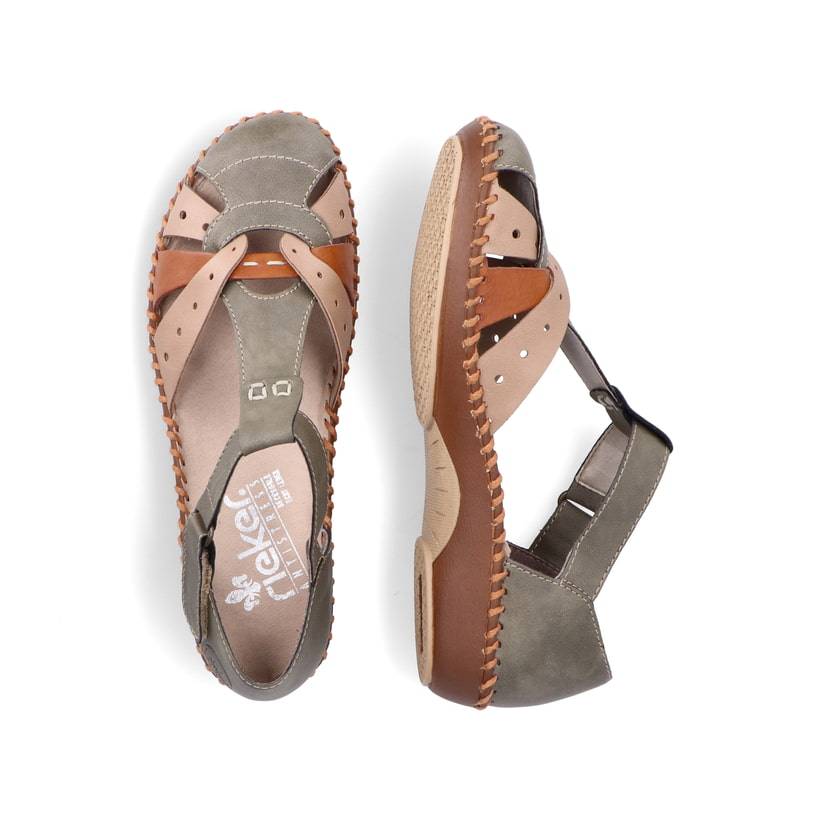 Rieker Artikelnummer M1655-54 Rieker Damen Riemchensandalen mintgrün-beige Neuheiten