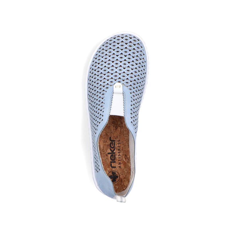 Rieker Artikelnummer 52866-10 Rieker Damen Slipper hellblau Räumungsverkauf