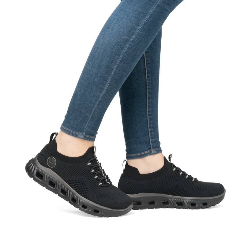 Rieker Artikelnummer M6074-00 Rieker Damen Slipper graphitschwarz Nur noch ein Tag übrig