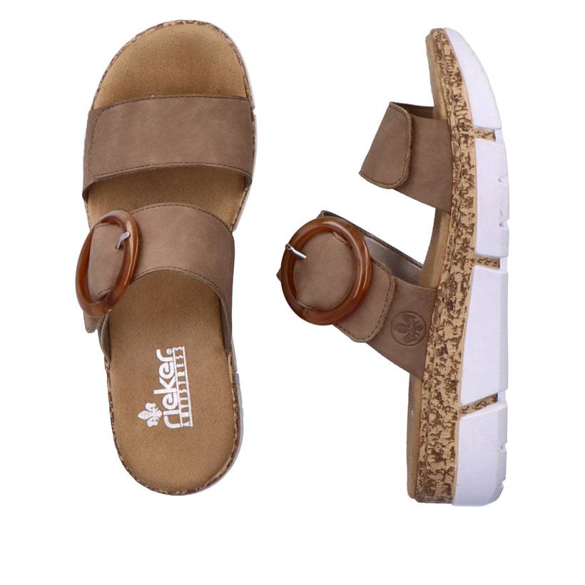 Rieker Artikelnummer V2392-62 Rieker Damen Pantoletten sandbeige Super Rabatt