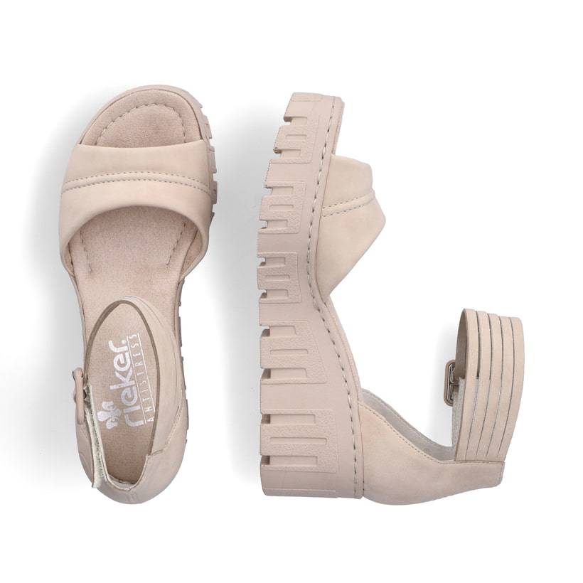 Rieker Artikelnummer 68093-60 Rieker Damen Keilsandaletten sandbeige Limitierter Zeitrabatt