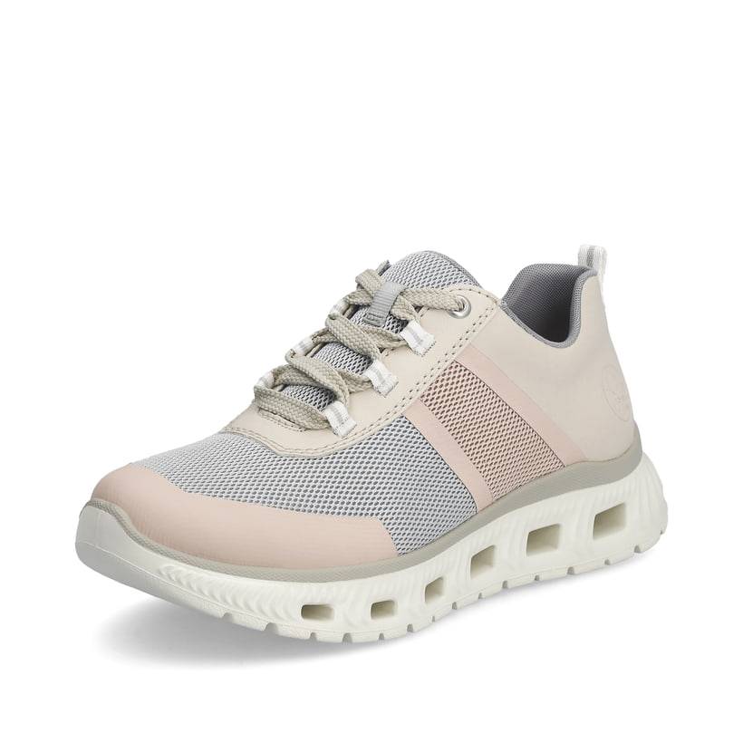 Rieker Artikelnummer M6006-90 Rieker Damen Sneaker Low hellbeige-pastellblau-rosa Rabatt