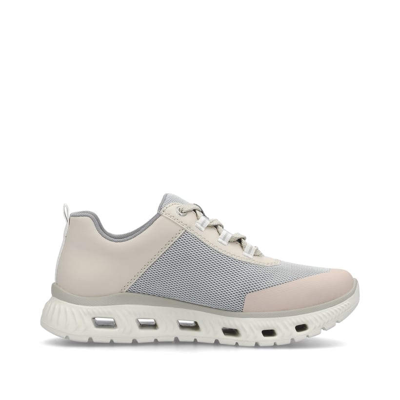 Rieker Artikelnummer M6006-90 Rieker Damen Sneaker Low hellbeige-pastellblau-rosa Rabatt