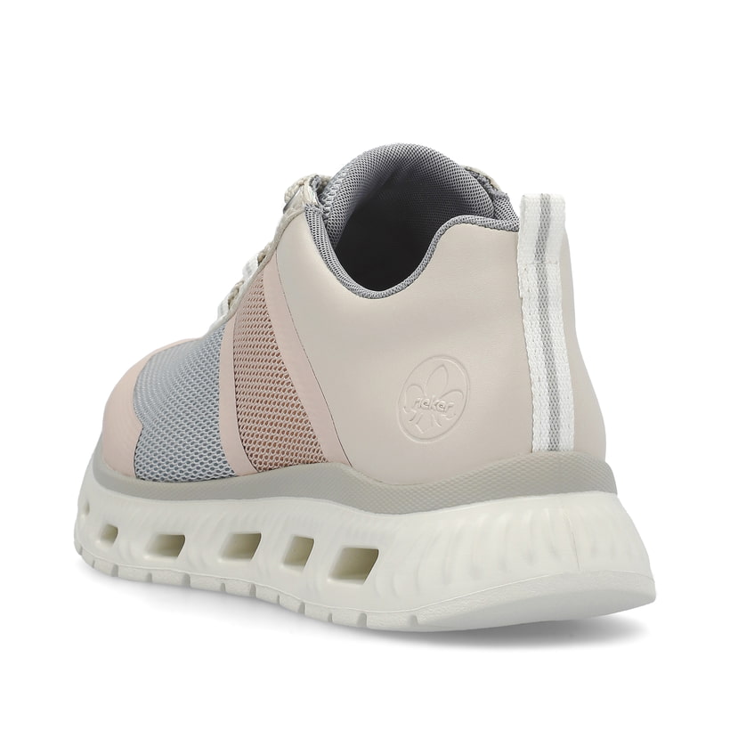 Rieker Artikelnummer M6006-90 Rieker Damen Sneaker Low hellbeige-pastellblau-rosa Rabatt