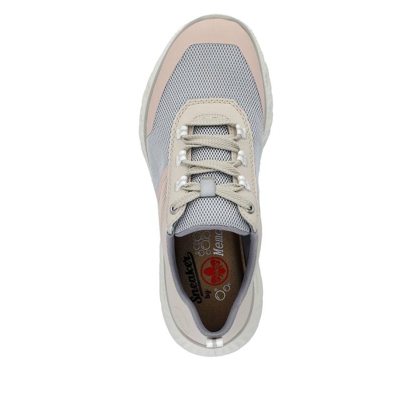 Rieker Artikelnummer M6006-90 Rieker Damen Sneaker Low hellbeige-pastellblau-rosa Rabatt