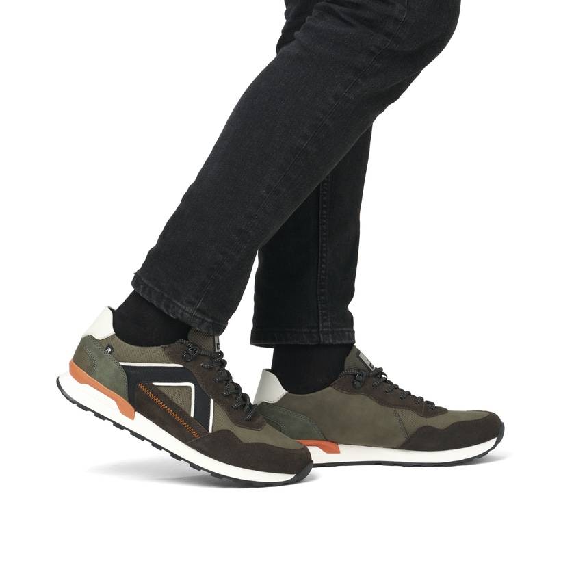 Rieker Artikelnummer U0310-54 Rieker Herren Sneaker Low grünbraun-schwarz Online Outlet