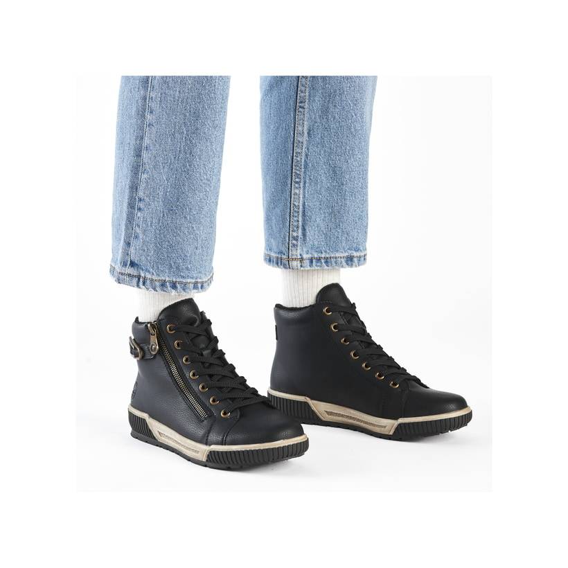Rieker Artikelnummer N0708-00 Rieker Damen Schnürstiefel asphaltschwarz Riesige Ersparnisse