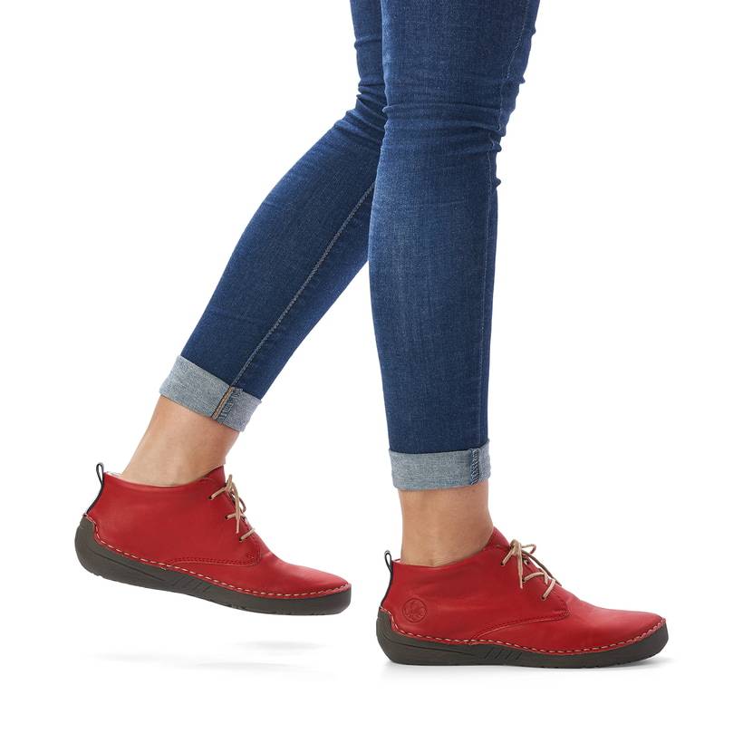Rieker Artikelnummer 52522-33 Rieker Damen Schnürschuhe rubinrot Preisnachlass
