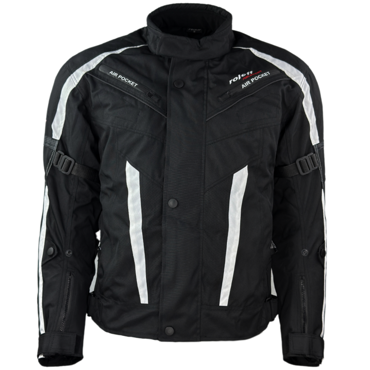 ﻿Roleff RO546 - kurze Motorradjacke mit Klimamembrane & Belüftung in schwarz / weiss Tiefpreis