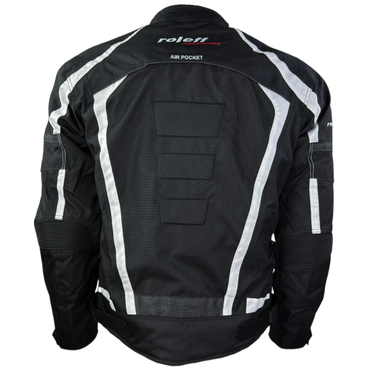 ﻿Roleff RO546 - kurze Motorradjacke mit Klimamembrane & Belüftung in schwarz / weiss Tiefpreis