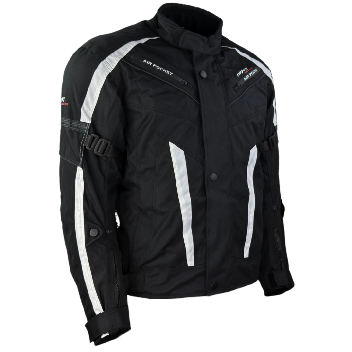 ﻿Roleff RO546 - kurze Motorradjacke mit Klimamembrane & Belüftung in schwarz / weiss Tiefpreis