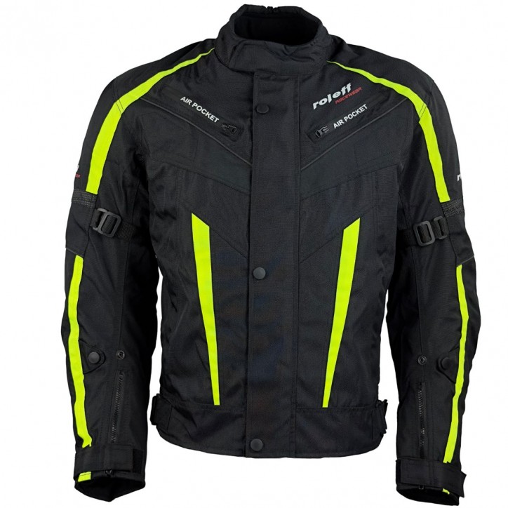 Roleff RO548 - kurze Motorradjacke in Neongelb mit Klimamembrane & Belüftung Begrenzte Freigabe