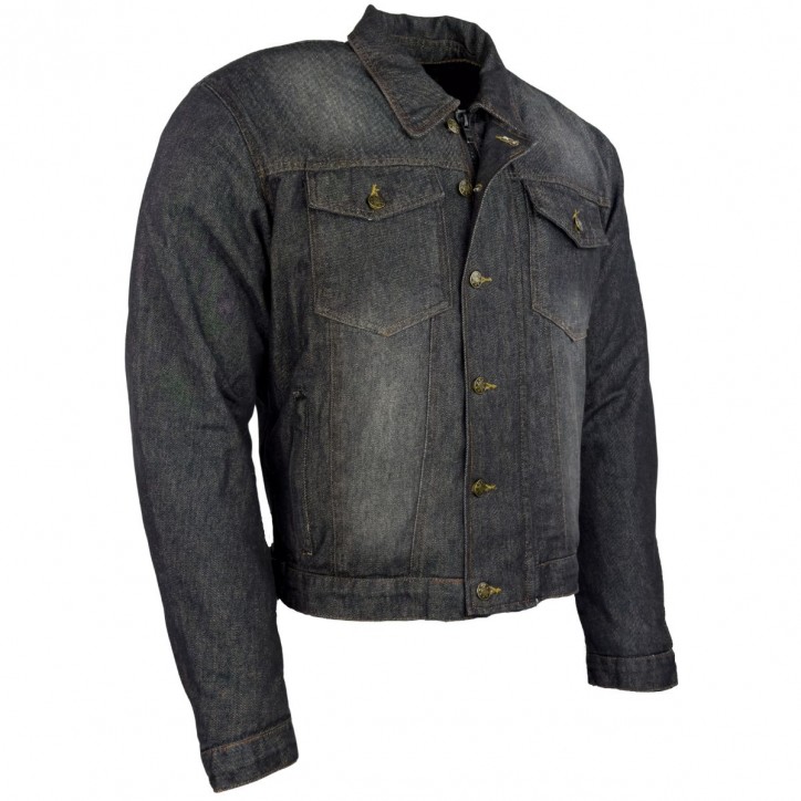 Roleff RO1514w - Schwarz/Power-Used - Klassische Jeans Motorradjacke mit Aramidverstärkung Neueste Stile