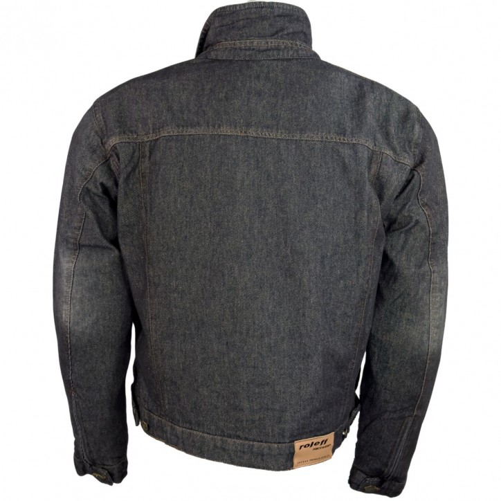 Roleff RO1514w - Schwarz/Power-Used - Klassische Jeans Motorradjacke mit Aramidverstärkung Neueste Stile