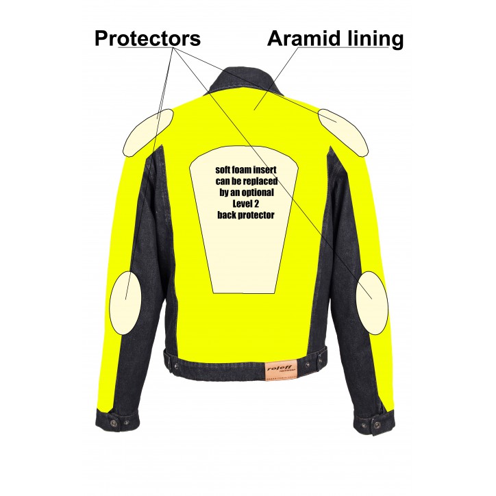 Roleff RO1514w - Schwarz/Power-Used - Klassische Jeans Motorradjacke mit Aramidverstärkung Neueste Stile